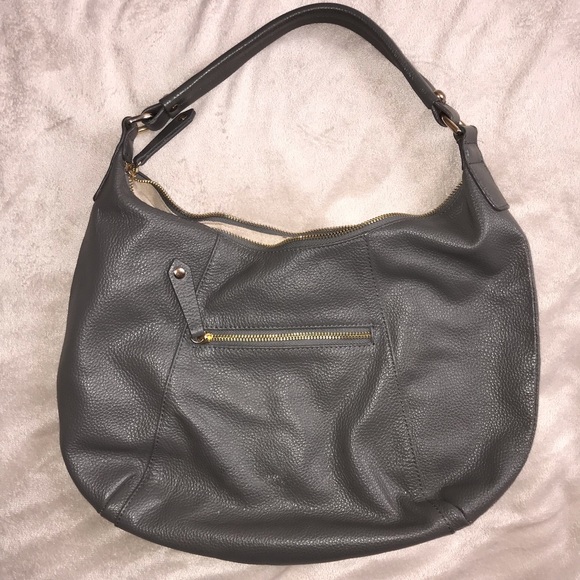 Gray leather shoulder purse - Picture 5 of 6